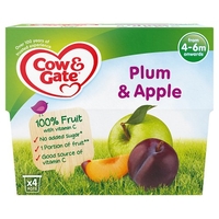Cow & Gate 4-6 Month Plum & Apple Fruit Dessert 4 Pack