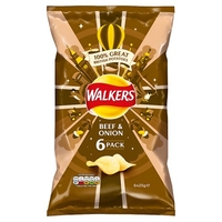 Walkers Beef & Onion Crisps 6 Pack