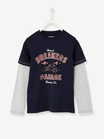2-in-1-Effect Sweatshirt for Boys blue dark solid with design