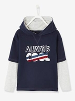 2-in-1 Effect Sweatshirt for Boys blue dark solid with design