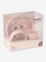 3-Piece Sea Friends Dinner Set in Silicone,  DONE BY DEER blue light solid with design
