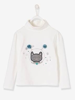 Astrocat Top for Girls with Pompoms white light solid with design
