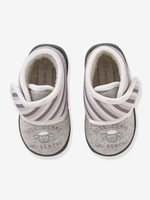 Baby Shoes with Fur for Boys grey medium solid with design