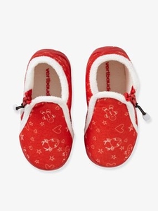 Baby Shoes with Fur red bright all over printed