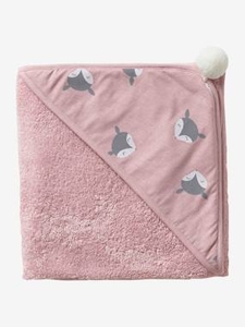 Bath Cape,  Deer pink medium solid with desig
