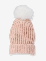 Beanie with Pompom,  for Girls brown light solid