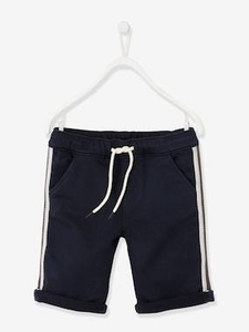 Bermuda Shorts with Side Stripes,  for Boys blue dark solid with design