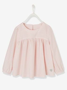 Blouse with Iridescent Stripes for Girls pink light striped