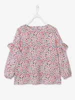 Blouse with Ruffles for Girls white light solid