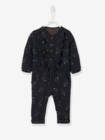 Cat Print Jumpsuit for Baby Girls black dark all over printed