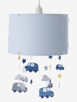 Clouds & Cars Hanging Lampshade blue medium solid with design