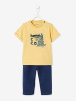 Crocodile T-Shirt & Fleece Trouser Outfit for Baby Boys yellow dark striped