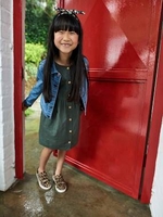 Denim Jacket with Embroidered Flowers for Girls blue medium wasched