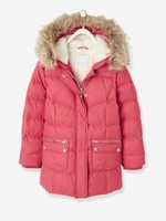 Down Coat with Hood for Girls blue dark solid