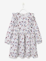 Dress with Frills & Floral Print for Girls blue bright all over printed