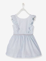 Dress with Frills & Iridescent Stripes,  for Girls white light striped