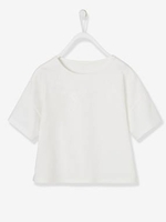 Embroidered T-Shirt for Girls white light solid with design