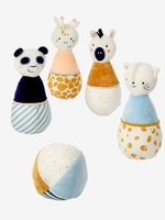 Fabric Skittles Game,  Panda blue medium solid with design