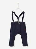 Fabric Trousers with Braces for Baby Boys blue dark solid