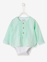 Fancy Striped Shirt-Bodysuit for Baby Boys white light striped