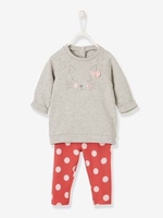 Fleece Dress & Leggings Outfit for Baby Girls grey light mixed color