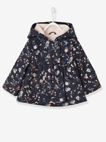 Flower Print Raincoat for Baby Girls blue dark all over printed