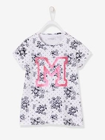 Flowery T-Shirt for Girls blue dark all over printed