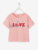 Glittery T-Shirt for Girls pink light solid with design
