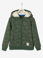 Hooded Jacket with Jungle Motif for Boys green/print