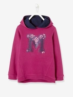 Hooded Sweatshirt for Girls pink dark solid with design