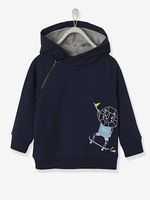 Hooded Sweatshirt with Lion Motif for Boys blue dark solid with design