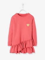 Iridescent Fleece Dress for Girls pink dark solid with design