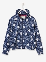 Jacket with Concealed Hood for Girls blue dark solid
