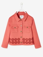 Jacket with Embroidered Flowers Trim,  for Girls red medium solid
