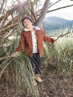 Jacket with Sherpa Collar,  for Boys brown medium solid with design