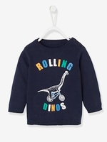 Jumper with Dino Motif for Baby Boys blue dark solid with design