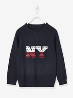 Jumper with Flag Motif for Boys blue dark solid with design