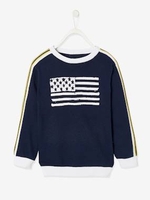 Jumper with Flag Motif for Boys blue dark solid with design