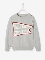 Jumper with Flag Print for Boys blue dark solid with design