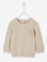 Jumper with Iridescent Decorative Stitch,  for Baby Girls beige medium solid with decor