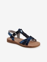 Leather Sandals for Girls,  Designed for Autonomy blue dark metallized