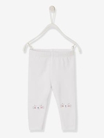 Leggings with Decorative Detail on the Knees for Baby Girls white light solid with design