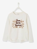 Long-Sleeved,  Printed Top for Girls white light solid with design
