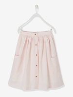 Long Striped Skirt for Girls pink light striped