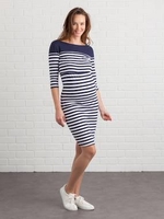 Maternity & Nursing Tube Dress blue dark striped