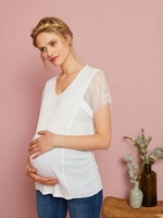 Maternity Lace T-Shirt black dark solid with design