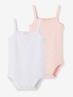 Pack of 2 Bodysuits with Thin Straps for Babies white light two color/multicol