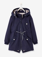 Parka with Detachable Hood for Girls blue dark solid