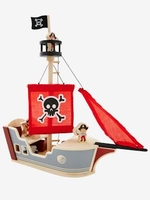Pirate Boat grey medium solid with design