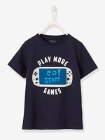 Playful T-shirt for Boys blue dark solid with design